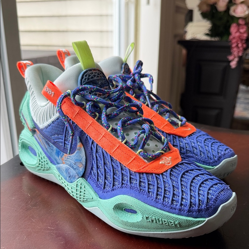 Nike Men's Purple & Mint Athletic Sneakers with Orange Accents